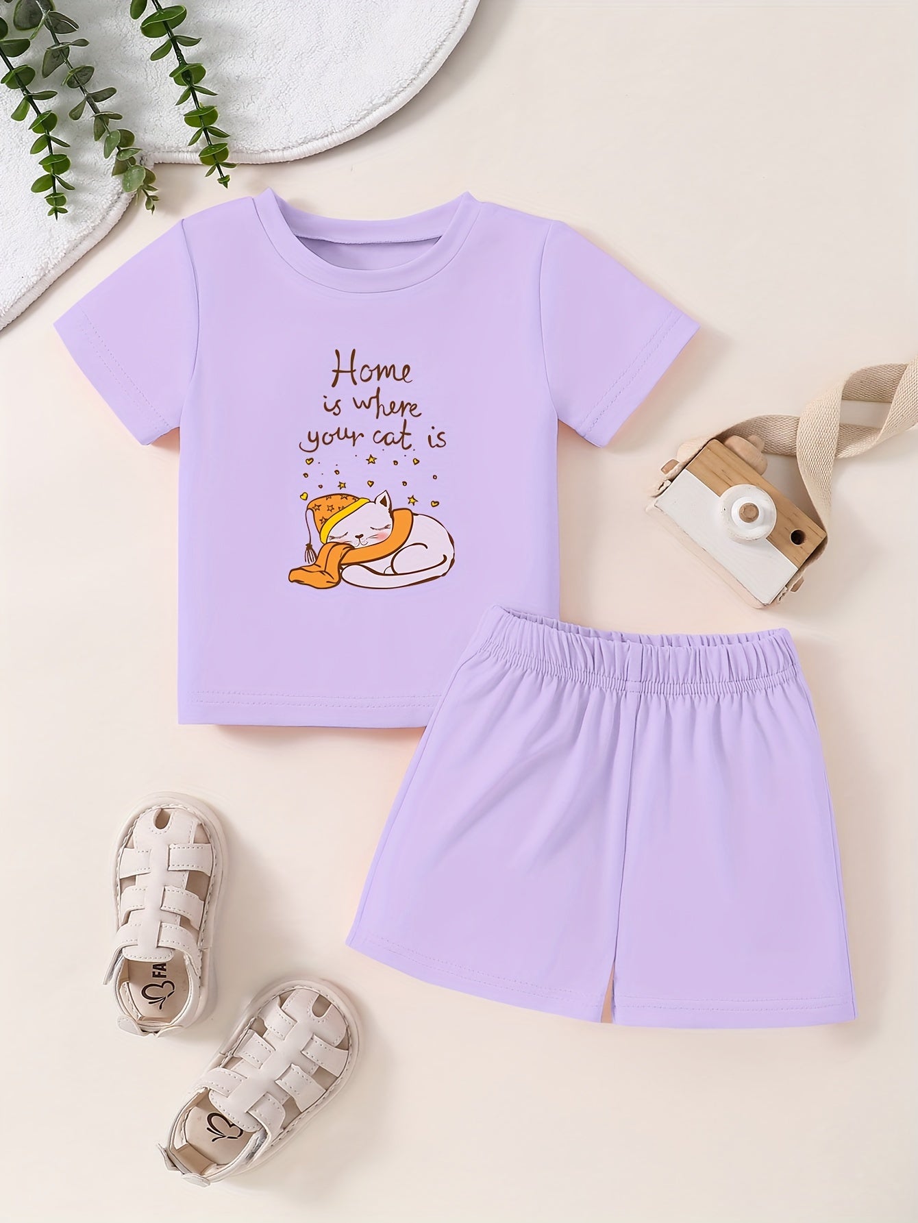 Toddler Kid 2pcs Bottoming Set Short Sleeve T shirt & Matching Shorts