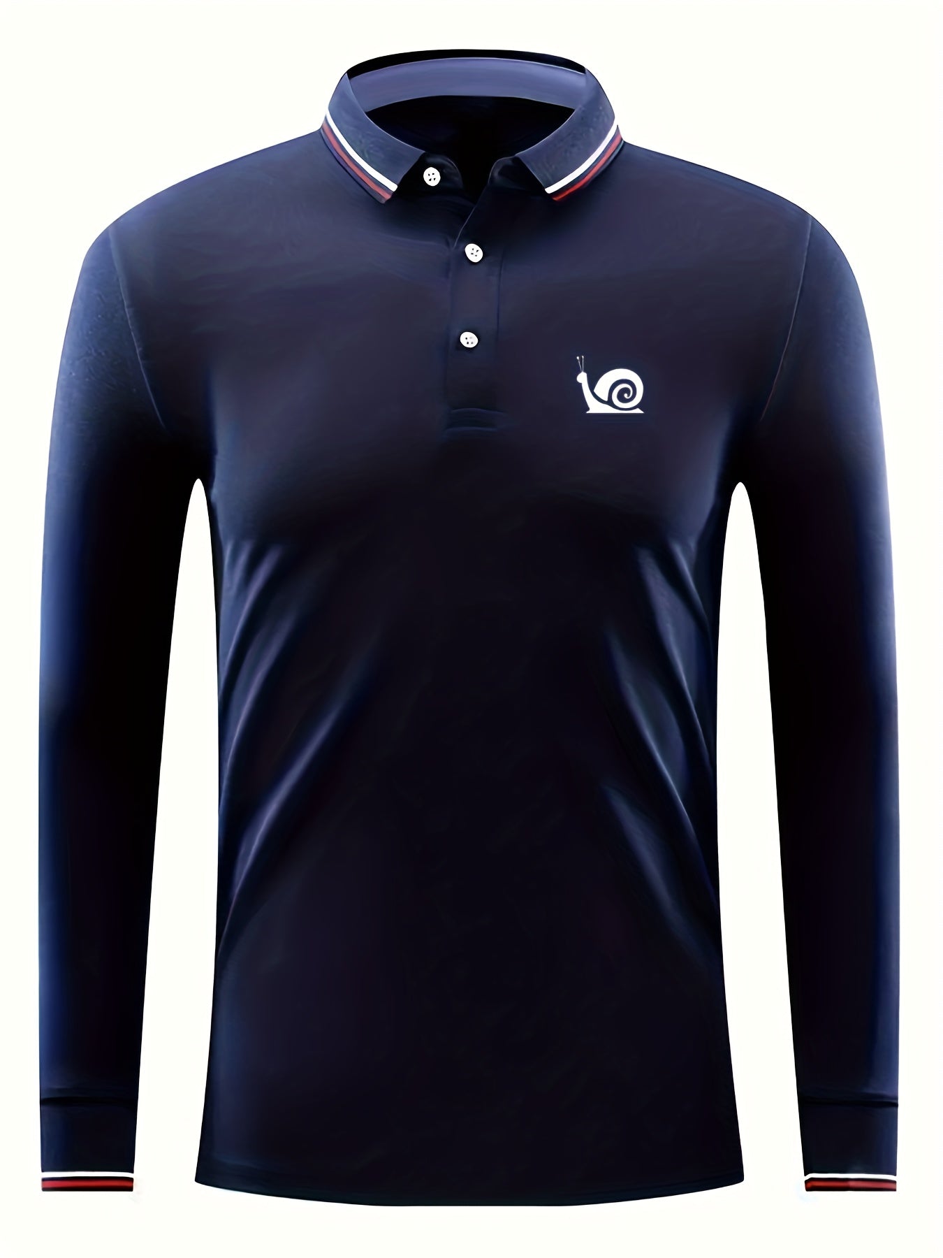 Snail Pattern Men's Long Sleeve Polo Shirt