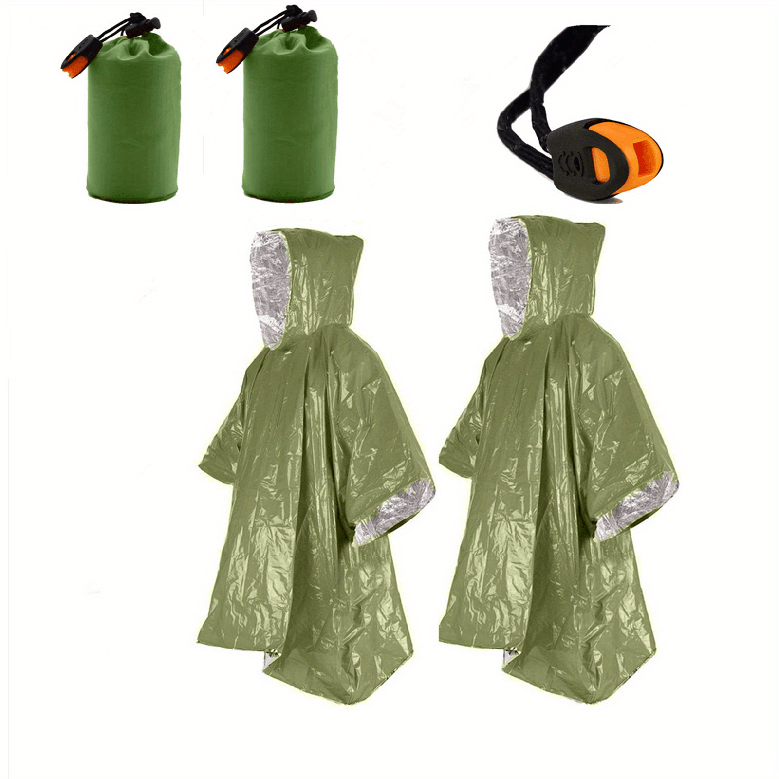 2pcs Emergency Raincoat Waterproof Ponchos For Camping Hiking