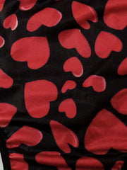  Heart Print Racer Back Sports Bra