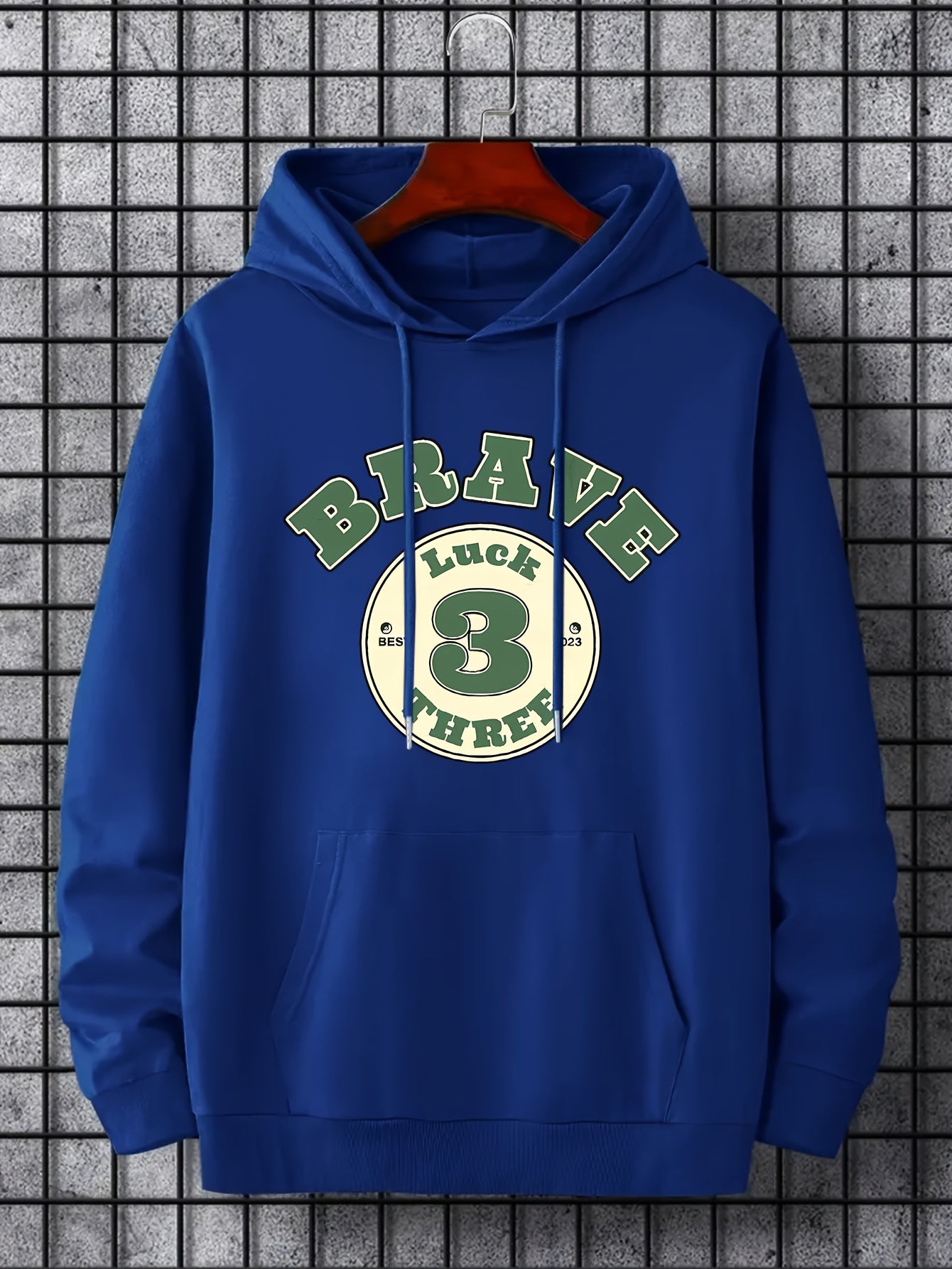 Men's Brave 3 Print Hoodie Sweatshirt Drawstring Hooded