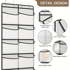 10 Pocket Over the Door Hanging Organizer - Transparent Non Woven Storage Bag