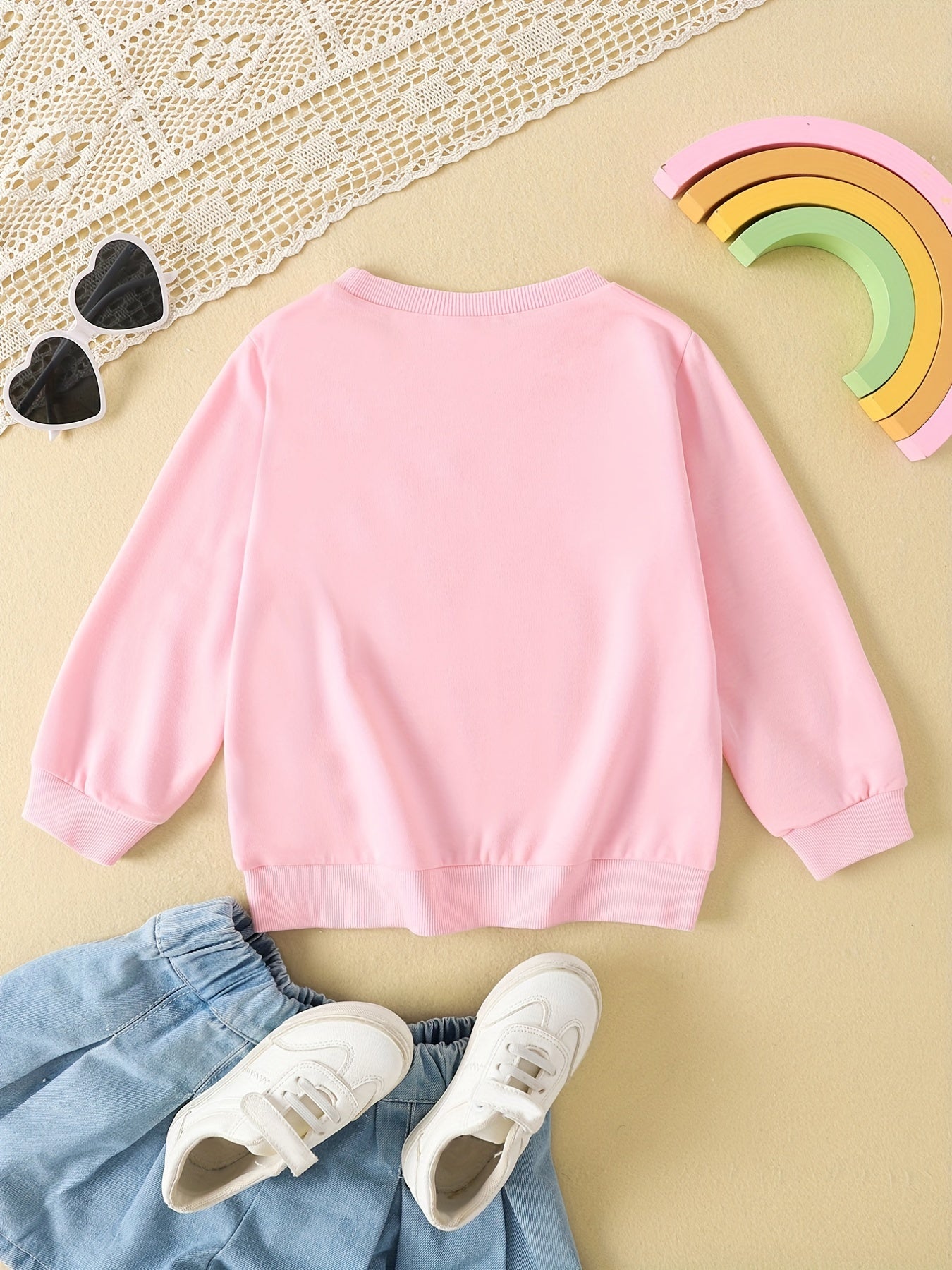 Girl's Rainbow Print Sweatshirt Long Sleeve Crewneck Pullover Tops