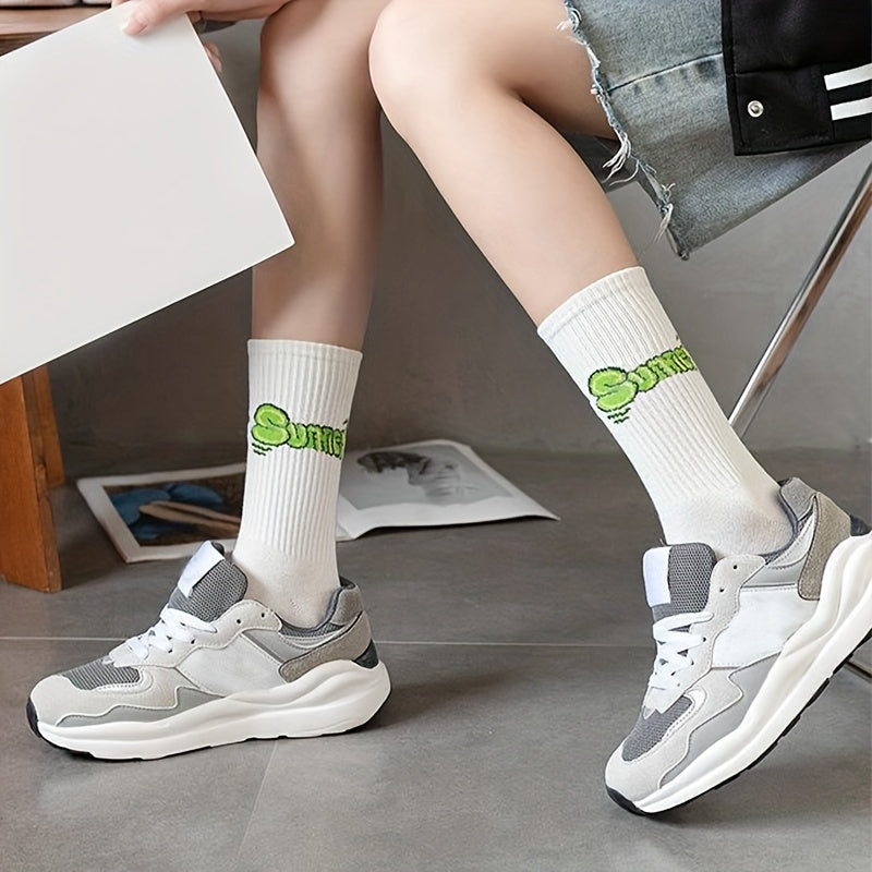 5 Pairs Letter Graffiti Socks Sports Socks Women's Stockings & Hosiery