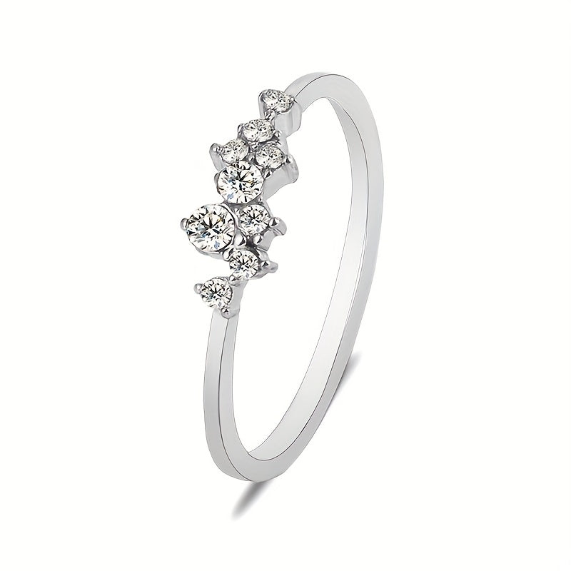 Heart Wave Cuff Ring with Rhinestone Inlay