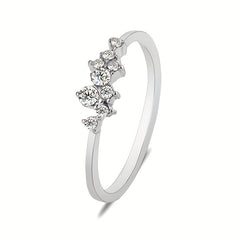 Heart Wave Cuff Ring with Rhinestone Inlay