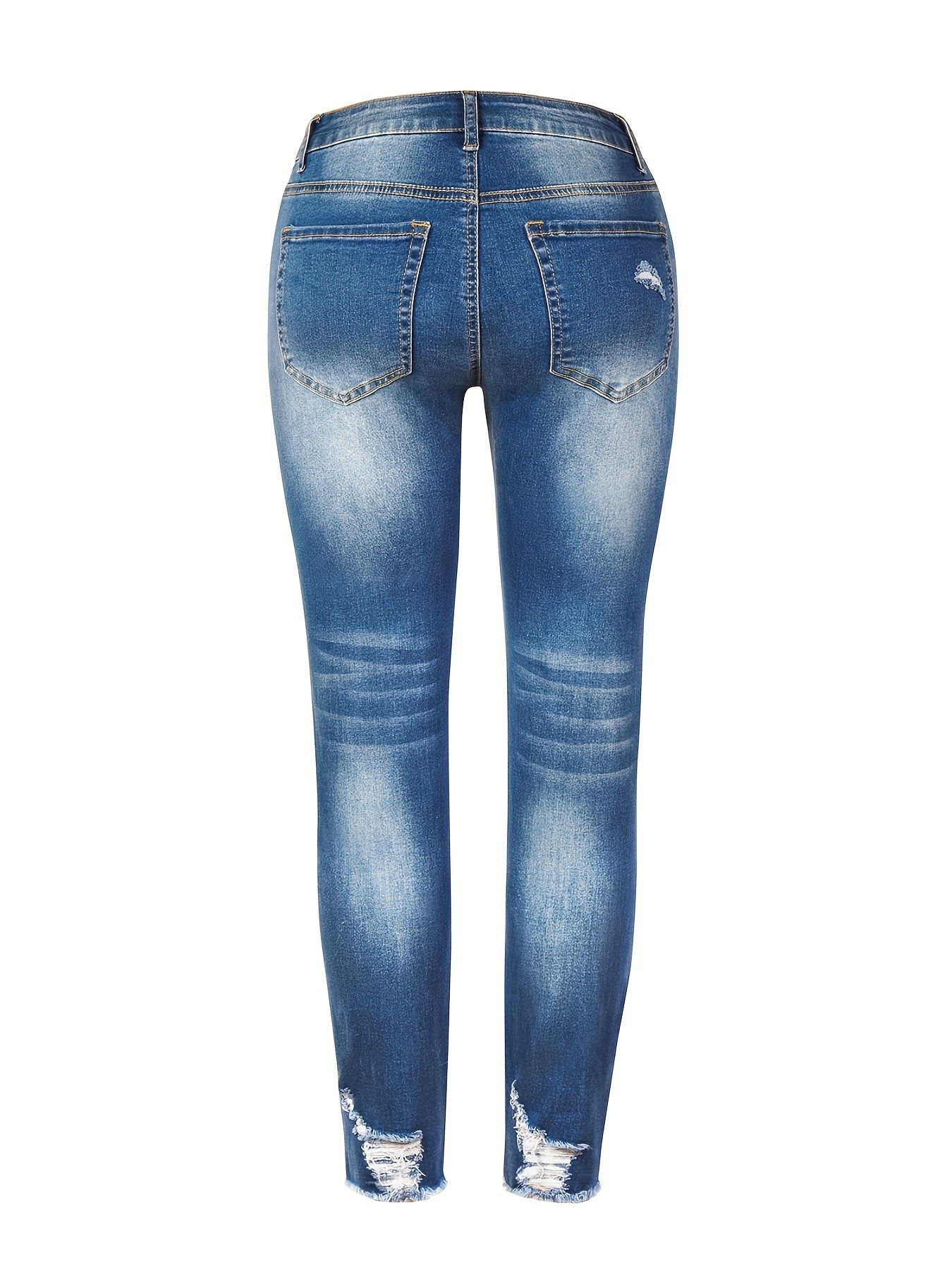  Fringe Trim Button Fly Skinny Jeans