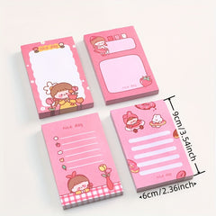 4pcs Cartoon Sticky Notes Heart Memo Pad Student Memo Paper