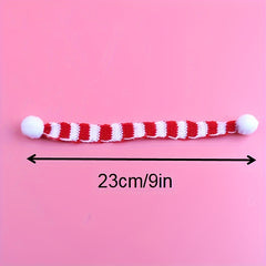 4Pcs Mini Stripe Knitted Doll Scarves, DIY Costume Decor, 2 Col