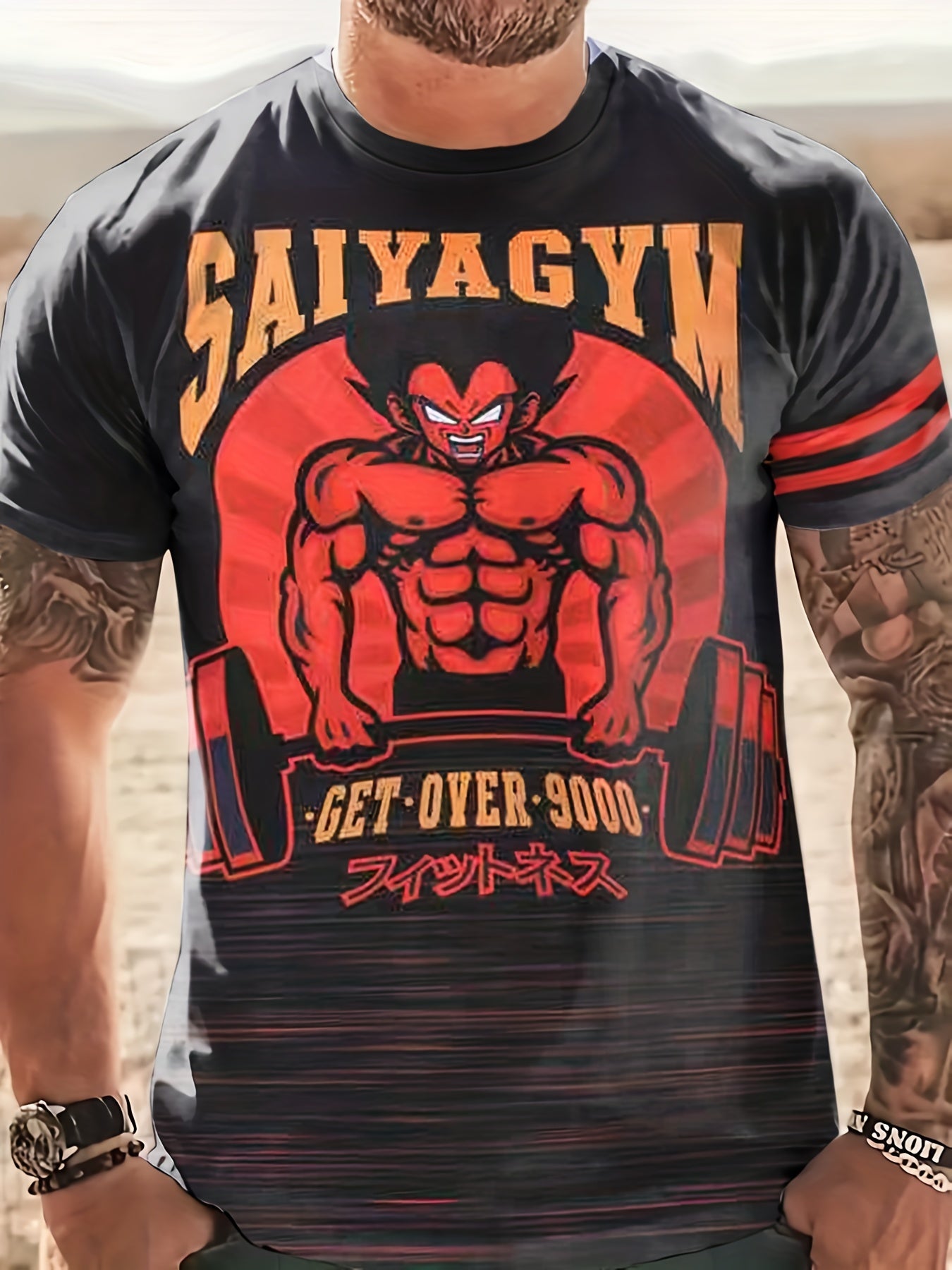 Men's Weightlifting 3D Print Stretch Tee for Summer Outdoor Activities