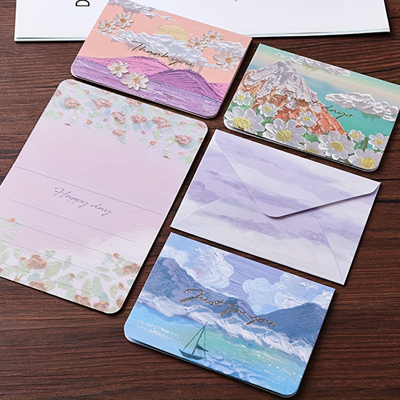 6 High Painting Greeting Cards Handwritten Blessings Blank Postcards