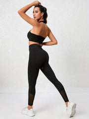 Breathable Yoga Leggings & Halter Neck Sports Top Set