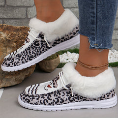 Women's Christmas Snowman & Leopard Print Thickened Skateboard Shoes