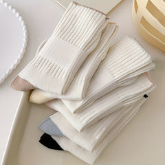 6 Pairs Colorblock Crew Socks Women's Mid Tube Stockings