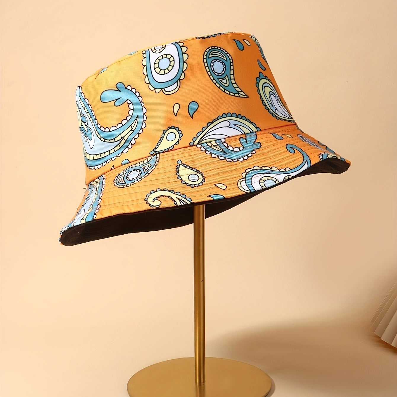 Orange Cashew Flower Sunshade Bucket Hat for Men Women