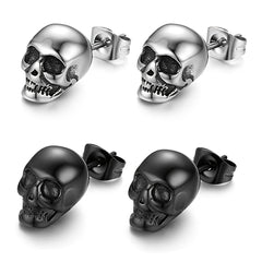 Explosive Gothic Skull Head Stud Earrings