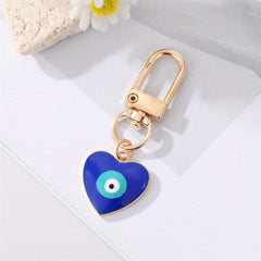 Water Drop Heart Eye Keychain For Couple Rhinestone Metal Eye Bag Car Accessorie