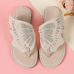 Girls Butterfly Flip Flops Lightweight Slippers for Beach Vacation