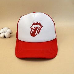 Red Lip Print Trucker Hat Sunshade Baseball Cap Lightweight Dad Hats Women