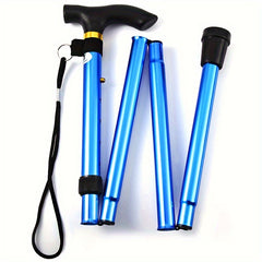 Foldable Walking Stick w/ Rubber Tip & Adjustable Height for Hiking