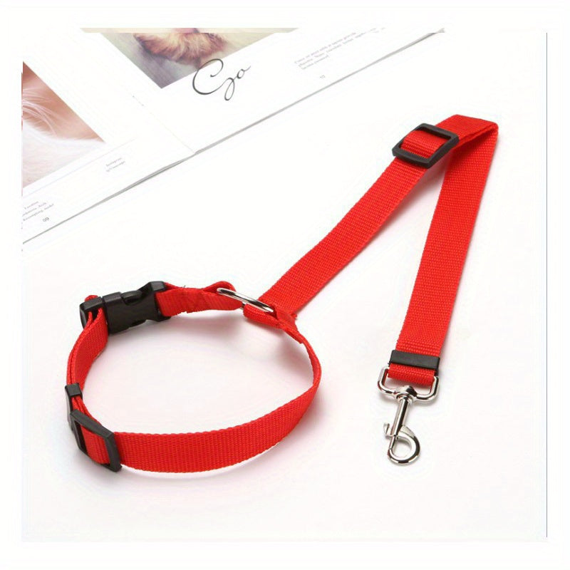 2-in-1 Pet Car Seat Belt Nylon Lead Leash Backseat Safety Belt Adjustable