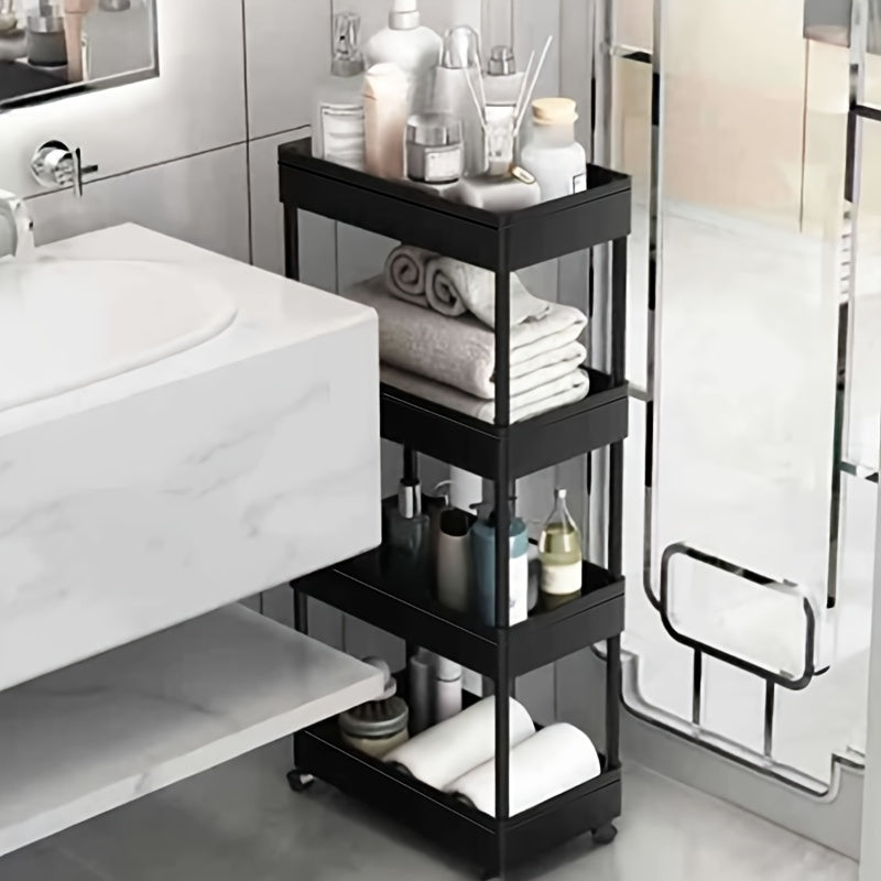 1PC Gap Hand Push Cart Storage Rack Floor standing Mobile Storage Rack