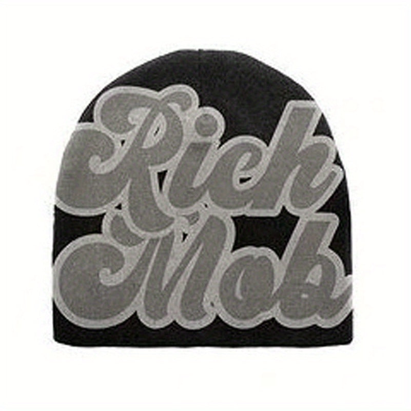 Letter Rich Jacquard Y2K Beanie Candy Hip Hop Knit Hat Warm
