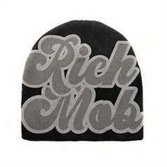 Letter Rich Jacquard Y2K Beanie Candy Hip Hop Knit Hat Warm
