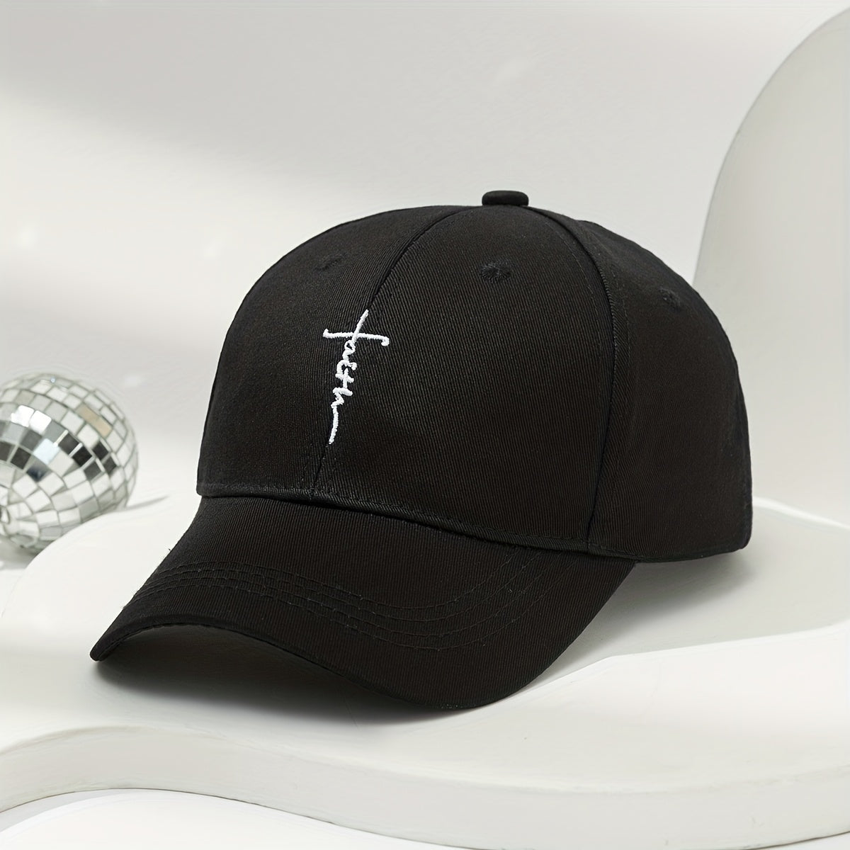 Faith Cross Embroidery Baseball Cap Lightweight Unisex Dad Hats