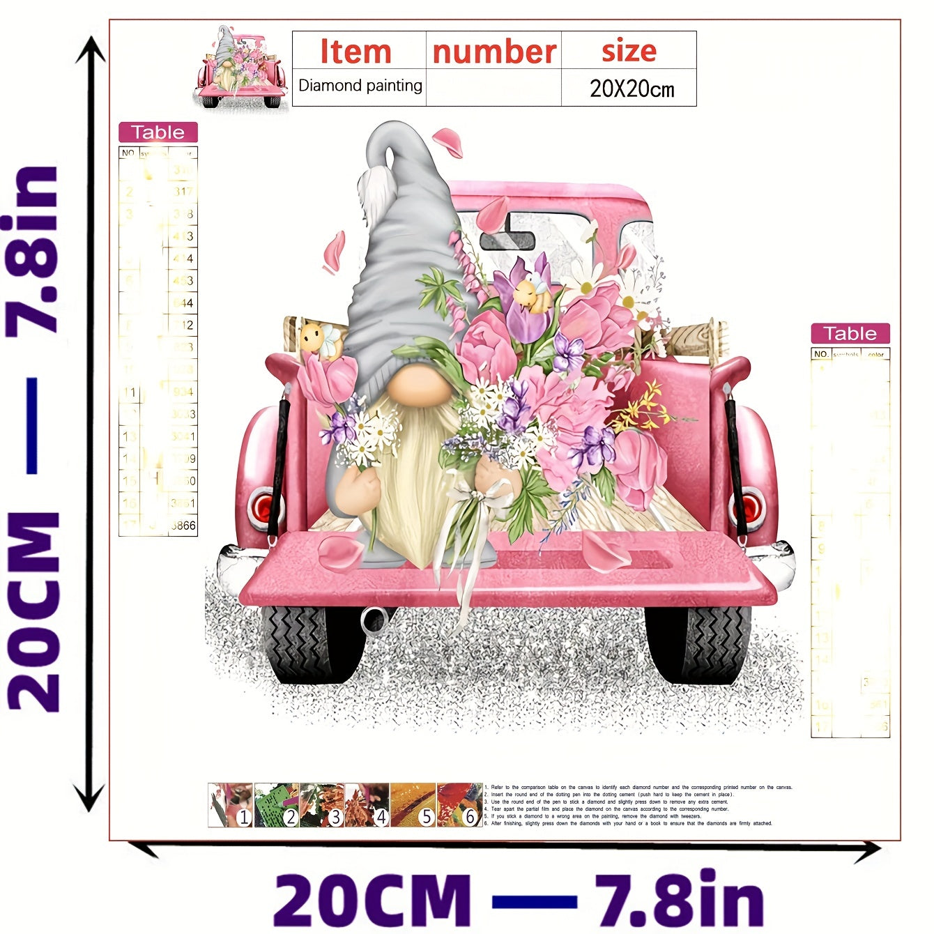 Gnome Truck Diamond Painting Kit 5D Art Home Decor 19.81 x 19.81 cm