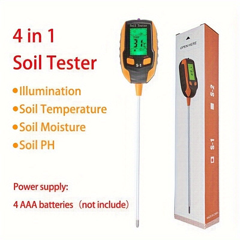4 in 1 Soil pH Meter Plant Thermometer Moisture Tester