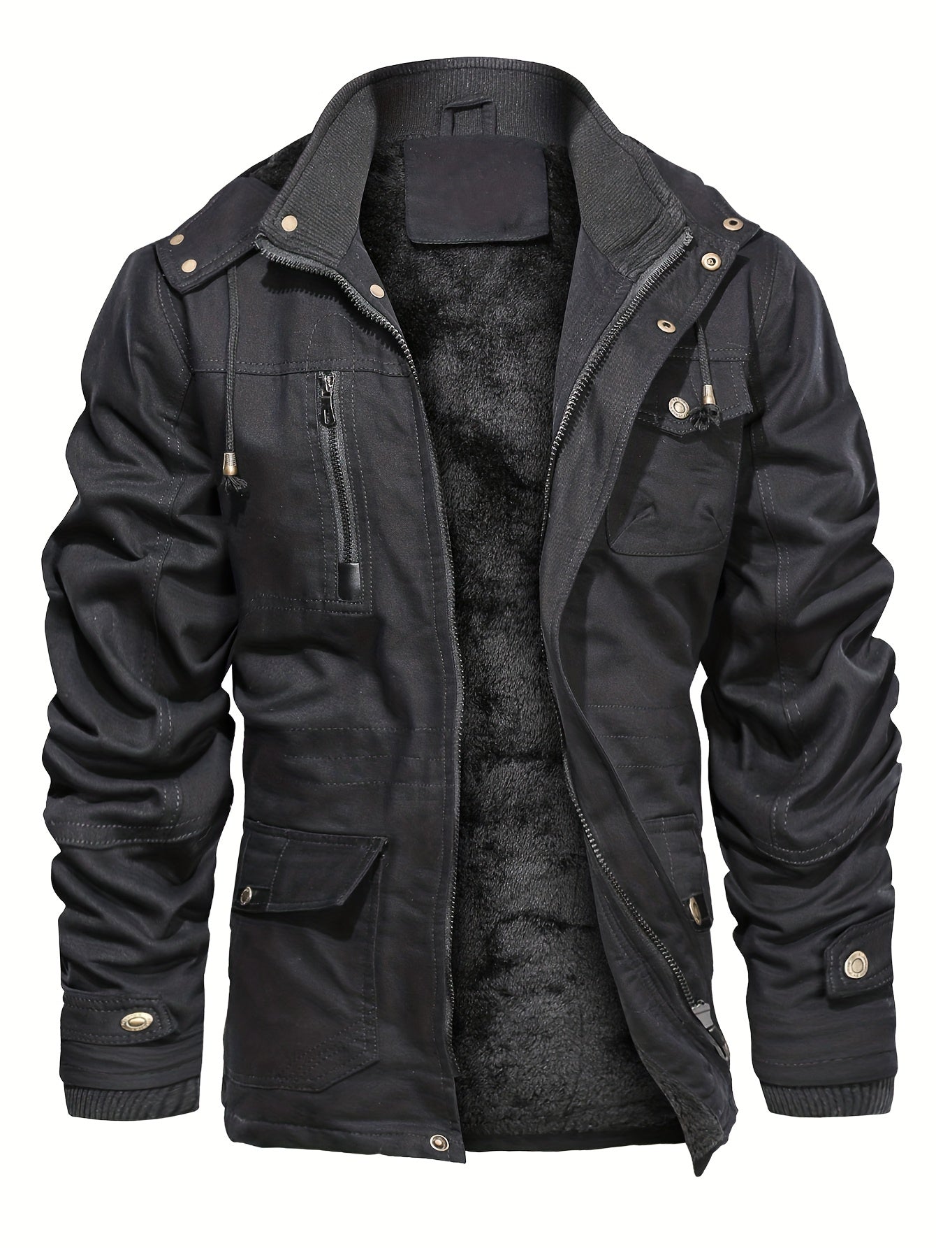 Men's Winter Cargo Jackets Thicken Outwear Fleece Lined Military Warm Coat