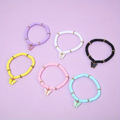 6pcs Butterfly Charm Clay Bead Bracelet for Girls