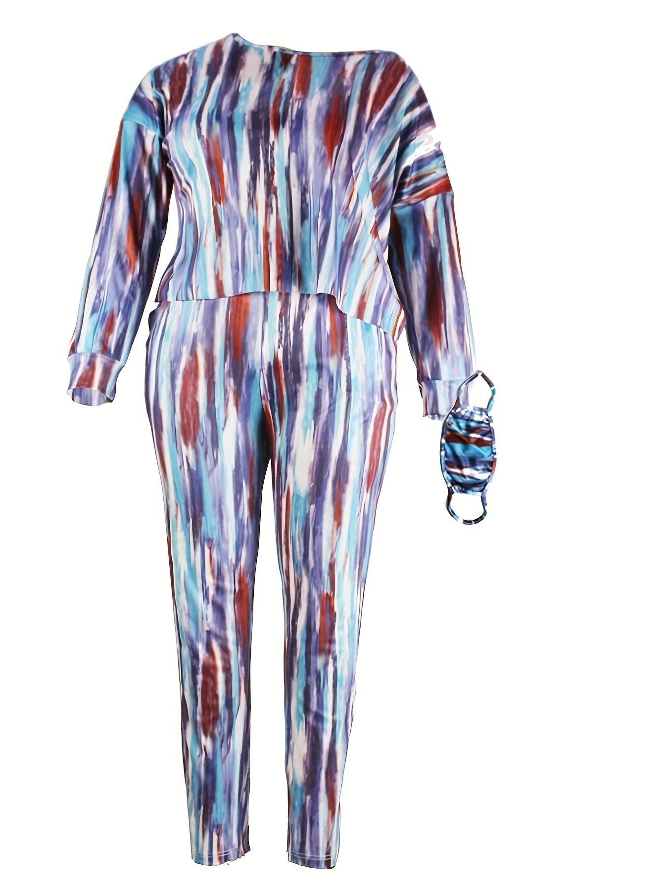  Tie Dye One Shoulder Top & Skinny Trousers Set