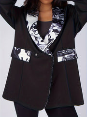  Colorblock Stripe Print Blazer