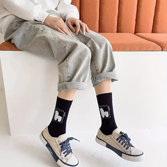 3 Pairs Alpaca Print Socks Comfy Mid Tube Women's Stockings