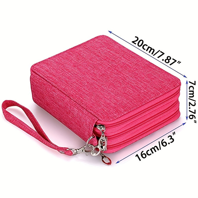 72-Slot Zippered Canvas Pencil Case for Students