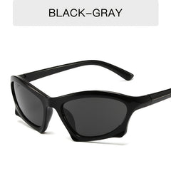 Y2k Around Sun Glasses Wrap Vintage Shades Bat Eyeglasses