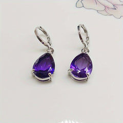 2pcs Men's Amethyst & Drop Earrings Noble Earrings