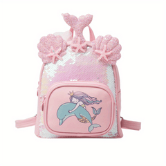 Mermaid Sequin Backpack Shell Decor Casual Travel Backpack