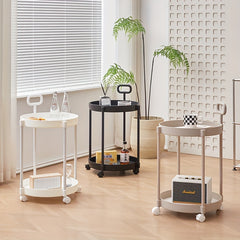 Cream Style Coffee Table Movable Cart Small Bedside Shelf
