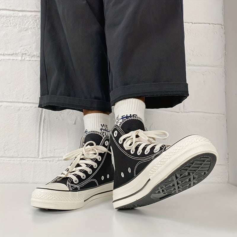Women's High Top Canvas Sneakers Casual Lace Up Flat Skate Shoes