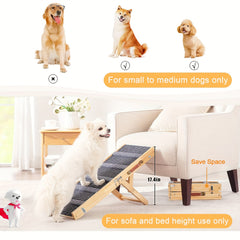 Adjustable Dog Ramp Wooden Folding Portable Pet Ramp