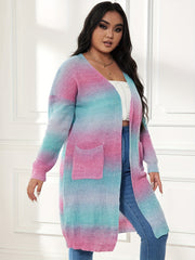  Rainbow Long Sleeve Open Front Cardigan