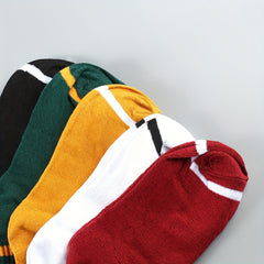 5 10 Pairs Stripe Print Socks Breathable Women's Short Stockings