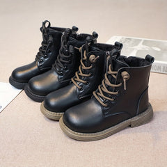 Boys' Casual Plus Fleece Ankle Boots With Zipper
