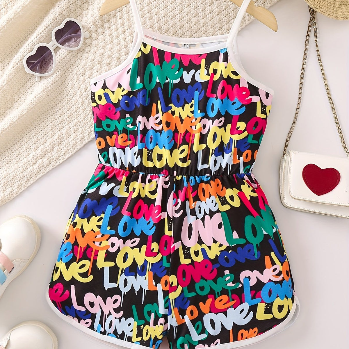 Girls Colorful Doodle Cami Jumpsuit for Summer Party