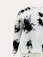  Tie Dye Long Sleeve Top & Tapered Leg Pants Set