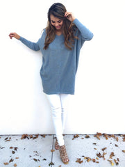  Casual Sweater Women's Plus Solid V-Neck Pullover Jumper