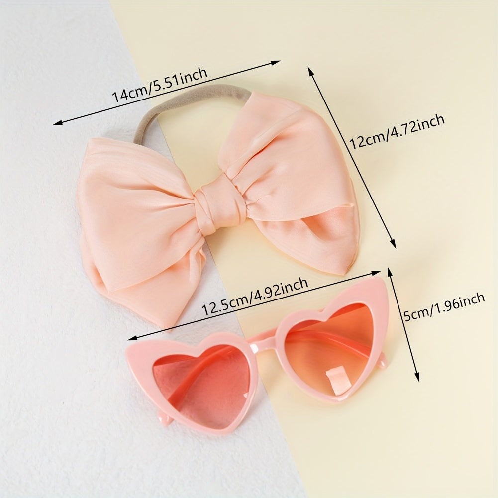 Kids Heart Glasses & Tissue Bow Hairband Set